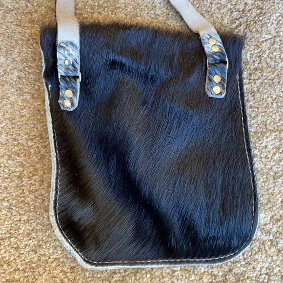 Cowhide leather with fur purse handbag - Picture 1 of 12